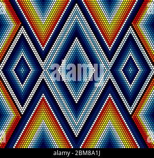 vektor-Illustration von bunten abstrakten nahtlosen Muster in mexikanischen huichol Art style.Can gefliest inspiriert Stock Vektor