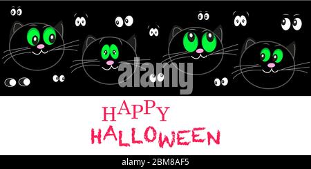 Halloween Grußkarte mit glühenden in den dunklen Katzenaugen Stock Vektor