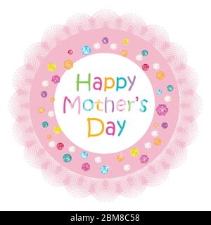 Muttertag Grußkarte mit Spitze Kreis Rahmen bunte Diamanten Stock Vektor