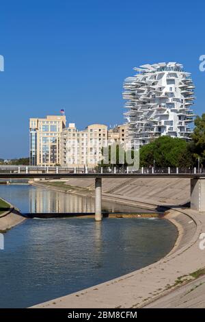 Modernes Gebäude ' L'Arbre Blanc ', Les Berges du Lez, Montpellier Frankreich Stockfoto