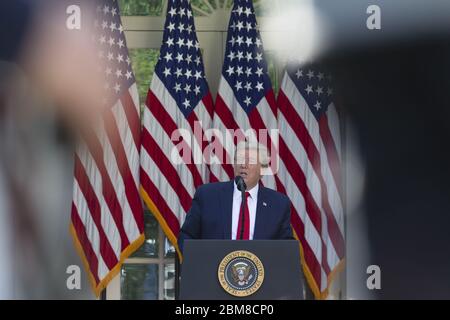 Washington, Usa. Mai 2020. US-Präsident Donald J. Trump hält am 7. Mai 2020 beim Nationalen Gebetstag im Weißen Haus in Washington DC seine Rede. Foto von Stefani Reynolds/UPI Quelle: UPI/Alamy Live News Stockfoto