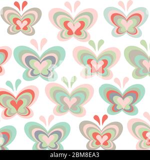 Einfache bunte Schmetterlinge Vektor Muster Hintergrund Stock Vektor