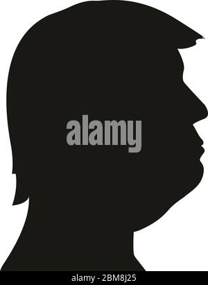 Donald Trump schwarz Silhouette Porträt, US-Präsident, Vektor-Illustration Stock Vektor