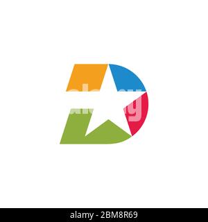 Buchstabe d Stern geometrische bunte einfache Logo Vektor Stock Vektor