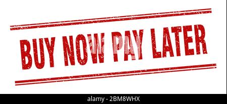 Kaufen Sie jetzt zahlen später Stempel. Kaufen Sie jetzt zahlen später Etikett. Quadrat Grunge Zeichen Stock Vektor