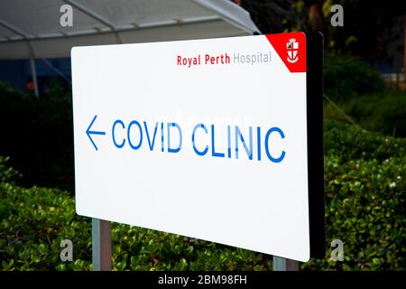 Perth, Australien - 17. April 2020: Teststation der Covid-Klinik am Royal Perth Hospital Stockfoto