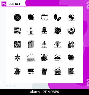 25 Benutzeroberfläche Solid Glyph Pack von modernen Zeichen und Symbole der dsgvo, Stern, Baby, Benachrichtigung, Brot editierbar Vektor Design-Elemente Stock Vektor