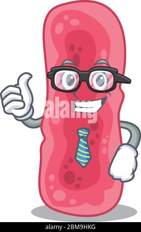 Ein elegantes Shigella sonnei Geschäftsmann Maskottchen Design trägt Brille und Krawatte Stock Vektor
