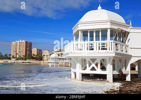 Unterwasser archäologischen Zentrum & La Caleta Strand, Altstadt, Cádiz, Andalusien, Spanien, Europa Stockfoto