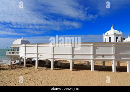 Unterwasser archäologischen Zentrum & La Caleta Strand, Altstadt, Cádiz, Andalusien, Spanien, Europa Stockfoto