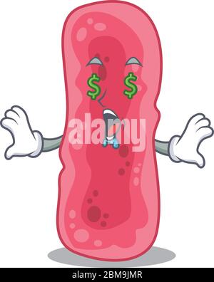 Rich Cartoon Charakter Design von Shigella sonnei mit Geld Augen Stock Vektor