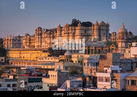 City Palace auf den ersten Blick Udaipur Rajasthan Indien Stockfoto