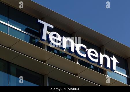 Tencent US-Hauptsitz in Palo Alto, Kalifornien. Tencent Holdings Ltd. Bietet über ihre Tochtergesellschaften Internet- und mobile Mehrwertdienste an. Stockfoto