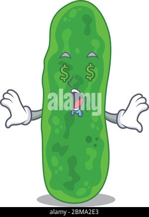 Reiche Cartoon-Charakter-Design von Legionella micdadei mit Geld Augen Stock Vektor