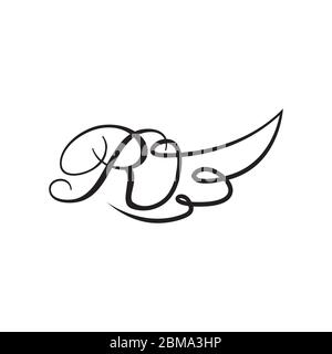 R Letter Logo Handschrift Flügel elegantes Luxus-Design-Konzept Stock Vektor