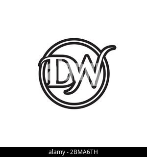 D W Buchstaben Kreis Linien Logo Design Vektor Stock Vektor