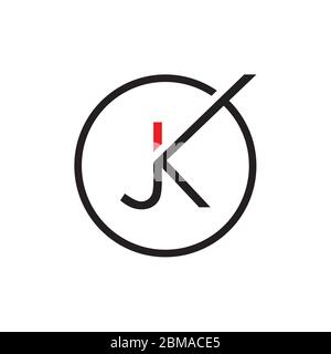 J K Buchstaben auf Kreislinien Design-Vektor Stock Vektor