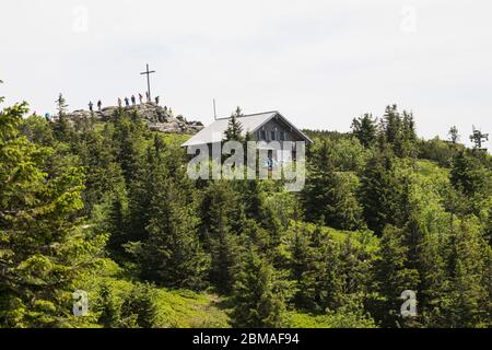 Auf dem Gipfel des Grossen Arber Stockfoto