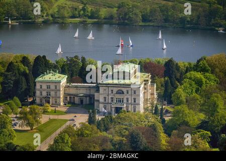 , Villa Hüngel über dem Baldeney-See in Essen-Bredeney, 06.05.2017, Luftaufnahme, Deutschland, Nordrhein-Westfalen, Ruhrgebiet, Essen Stockfoto