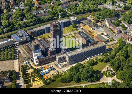 , Buga Park mit Turm Nordsternturm und Herkules im Park Nordsternpark, 26.05.2017, Luftaufnahme, Deutschland, Nordrhein-Westfalen, Ruhrgebiet, Gelsenkirchen Stockfoto