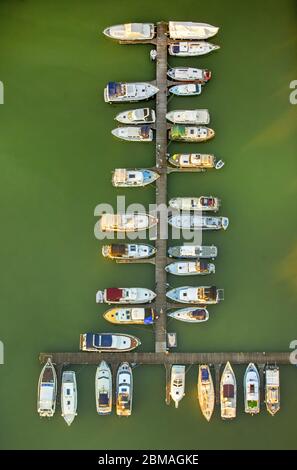 , Marina RunThe am Hafenweg am Dattel-Hamm-Kanal, 27.05.2017, Luftaufnahme, Deutschland, Nordrhein-Westfalen, Ruhrgebiet, Bergkamen Stockfoto