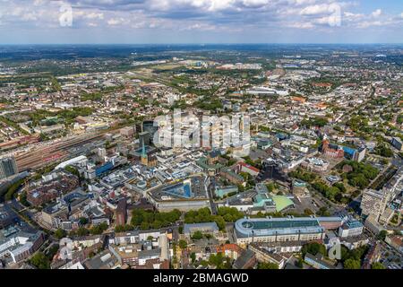 Innenstadt, Kaiserwall, Hauptbahnhof, RWE Tower, Reinoldikirche, Petrikirche, Lensing Media, 08.08.2019, Luftbild, Deutschland, Nordrhein-Westfalen, Ruhrgebiet, Dortmund Stockfoto