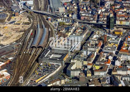 , Hauptbahnhof Hagen, 27.03.2017, Luftbild, Deutschland, Nordrhein-Westfalen, Ruhrgebiet, Hagen Stockfoto