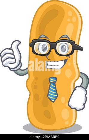 Ein elegantes Shigella flexneri Geschäftsmann Maskottchen Design trägt Brille und Krawatte Stock Vektor