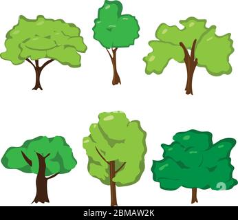 Baumgruppe auf weißem Hintergrund isoliert. Stock Vektor