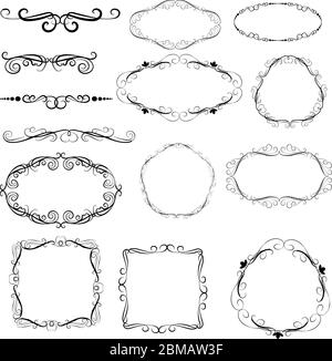 Der dekorative Rahmen, Grenzen, Teiler. Stock Vektor