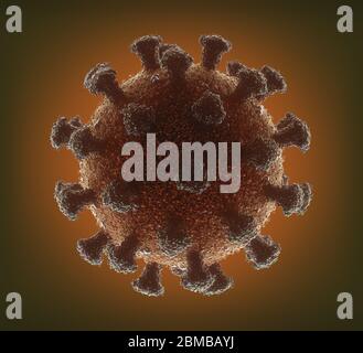 Virus konzeptionell mit Clipping-Pfad enthalten. Die Struktur eines Virus. Covid-19, Coronavirus, 3D-Abbildung. Stockfoto