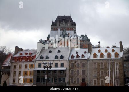 Die Quebecer Burg aus dem unteren Vieux Quebec in Kanada Stockfoto