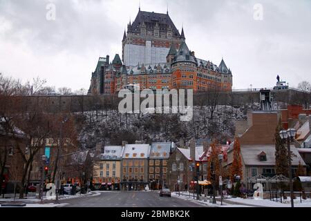 Die Quebecer Burg aus dem unteren Vieux Quebec in Kanada Stockfoto
