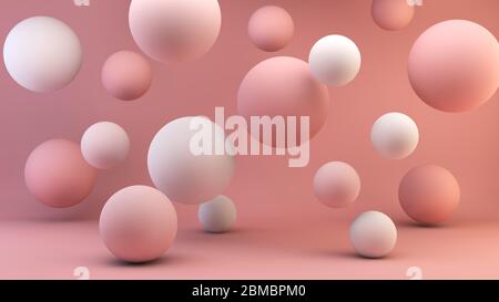 Hellrosa Kugeln 3d-Rendering Hintergrund Stockfoto