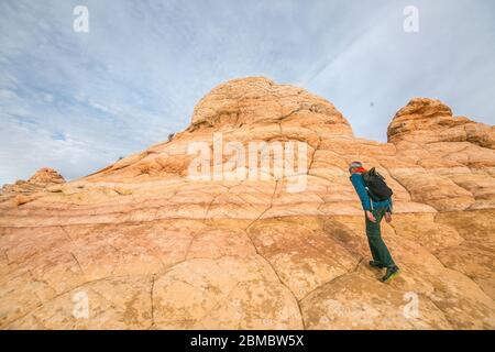 Wanderer in Cottonwood Cove, South Coyote Buttes (Vermilion Cliffs) Stockfoto