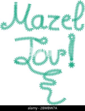 Die Inschrift Schriftzug Mazel Tov Hebräisch in Übersetzung Ich wünsche Ihnen Glück. Handzeichnen, Doodle. Vektorgrafik auf isoliertem Hintergrund. Stock Vektor