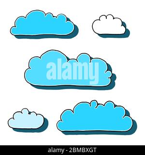 Niedliche Wolken Vektor-Set. Einfache Cartoon-Stil Wolken. Stock Vektor