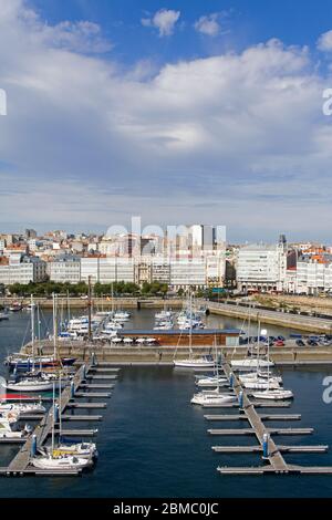 Darsena Marina, La Coruna City, Galicien, Europa Stockfoto