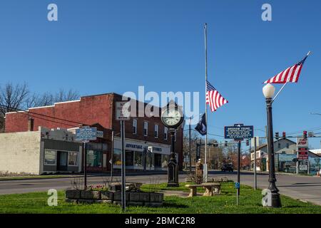 Port Byron, New York, USA. Mai 2020. Das kleine Dorf Port Byron, NY an einem schönen Frühlingsmorgen Stockfoto