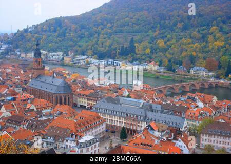 Blick auf die Heidelberger Altstadt. Hessen. Deutschland Stockfoto