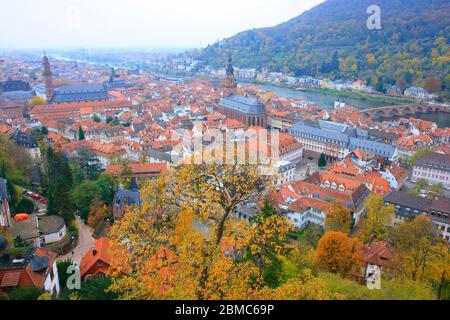 Blick auf die Heidelberger Altstadt. Hessen. Deutschland Stockfoto
