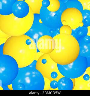 Farbige Kugeln Hintergrund. Vektor eps 10 . 3d blaue und gelbe Kugeln Stock Vektor