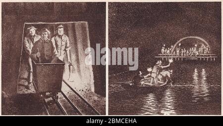 Vintage Illustrationen zum Bau des Severn Tunnels 1873 - 1886 - Sir John Hawkshaw. Stockfoto