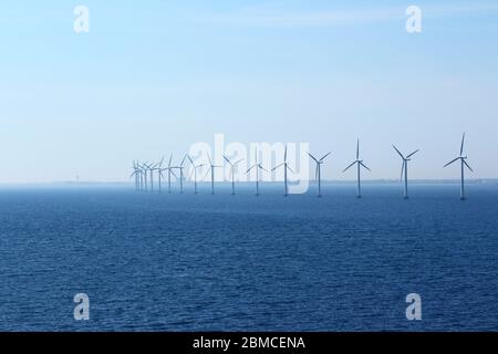Windpark in der Ostsee vor der Küste Dänemarks Stockfoto