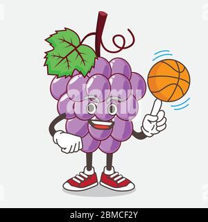 Eine Illustration von Traube Obst Cartoon Maskottchen Charakter mit einem Basketball Stock Vektor