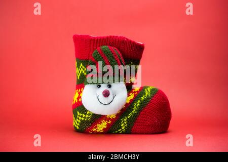 Weihnachten gestrickte Geschenk Socke Stockfoto