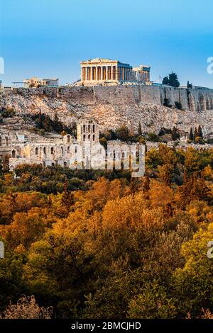 Parthenon, Akropolis von Athen, Griechenland, Vertikalaufnahme Stockfoto