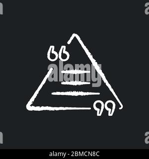 Dreieck Chat-Blase mit Zitaten Kreide weißes Symbol auf schwarzem Hintergrund. Leeres Feld für direkte Sprachausgabe. Leeres Dialogformular mit Anführungszeichen. Isoliert Stock Vektor