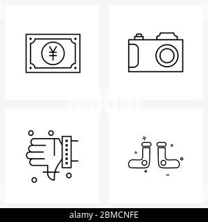 UI Set von 4 Basic Line Icons of Business, Abneigung, Finanzen, digital, Service Vector Illustration Stock Vektor