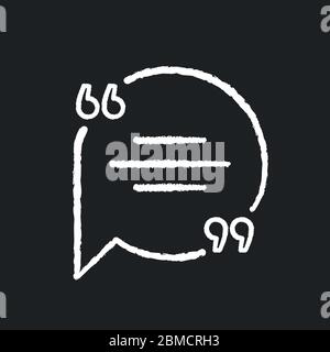 Chat-Blase mit Anführungszeichen Kreide weißes Symbol auf schwarzem Hintergrund. Leeres Kreisfeld für direkte Sprachausgabe. Leeres Dialogfeld mit Textbereich. Iso Stock Vektor